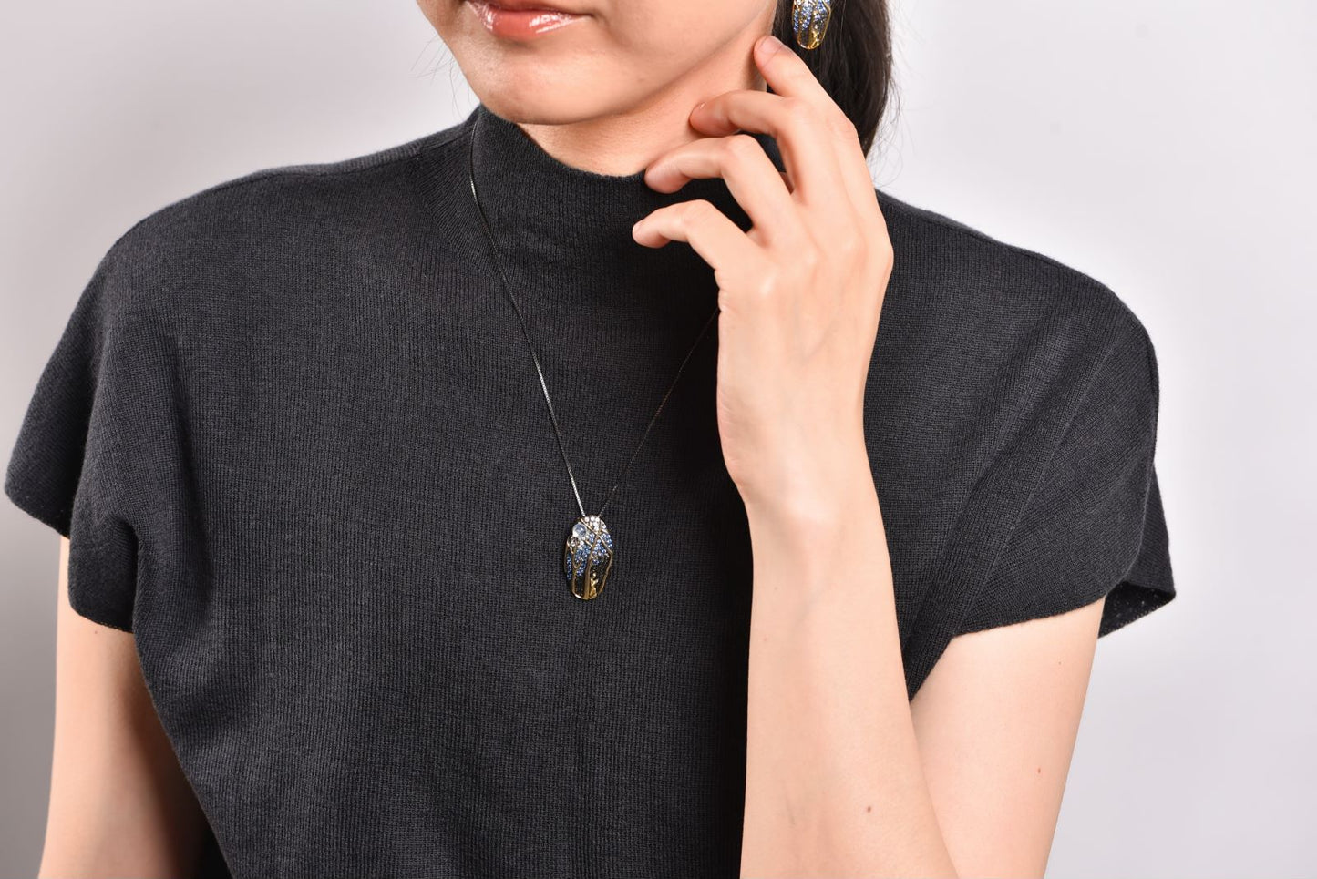 Moonstone Pendant Midnight Forest Silver Necklace