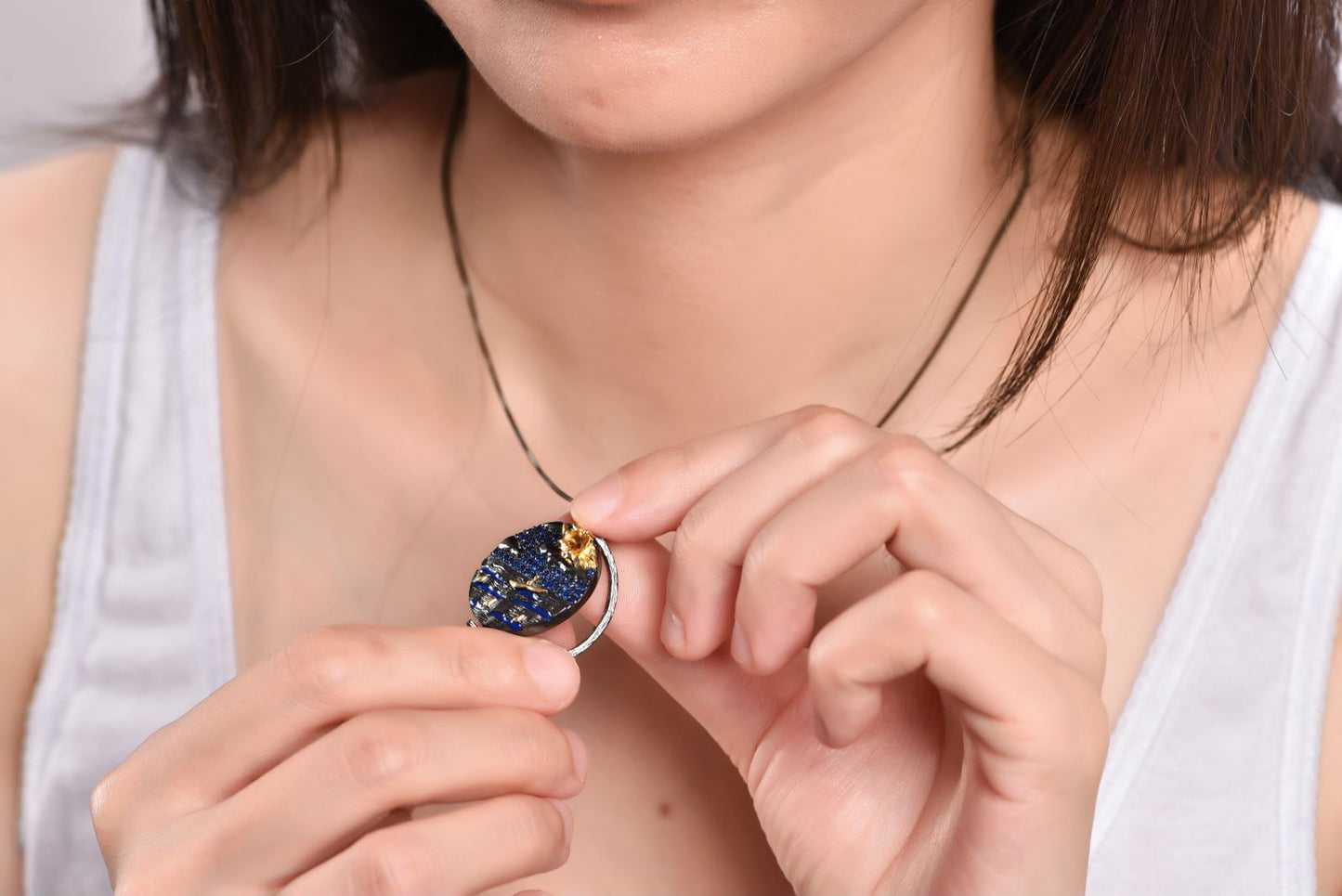 Citrine and Blue Nano Stone Sailing in The Sun Pendant Necklace