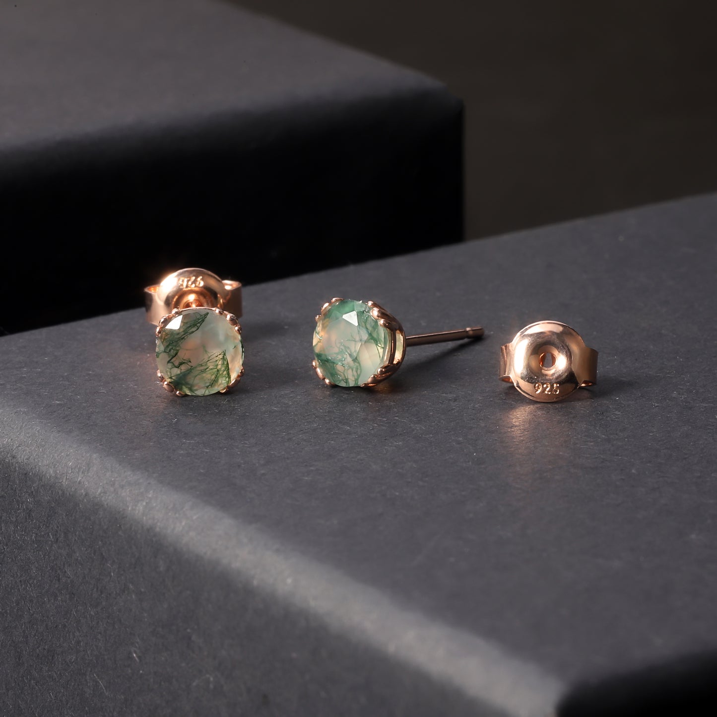Natural Moss Agate Stud Earrings
