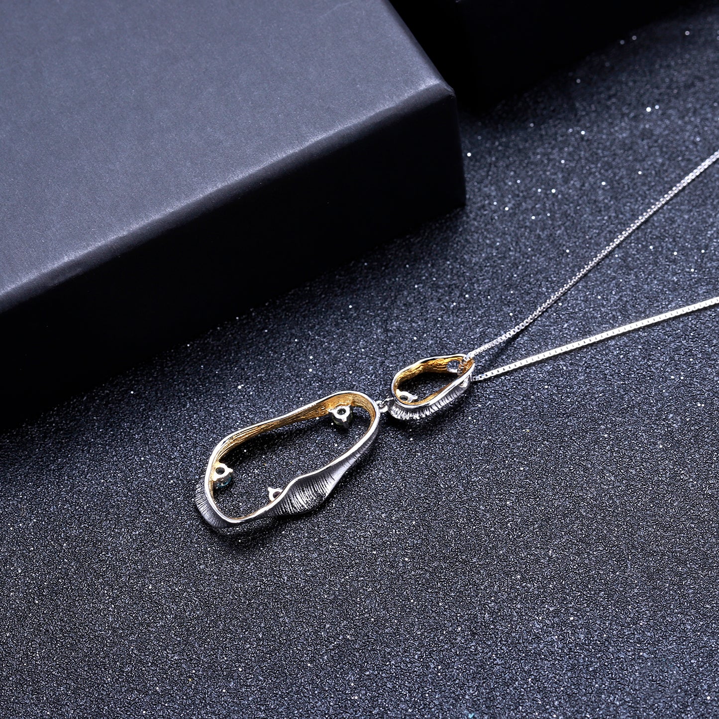 Multi-Coloured Gemstones Ribbon Pendant Necklace