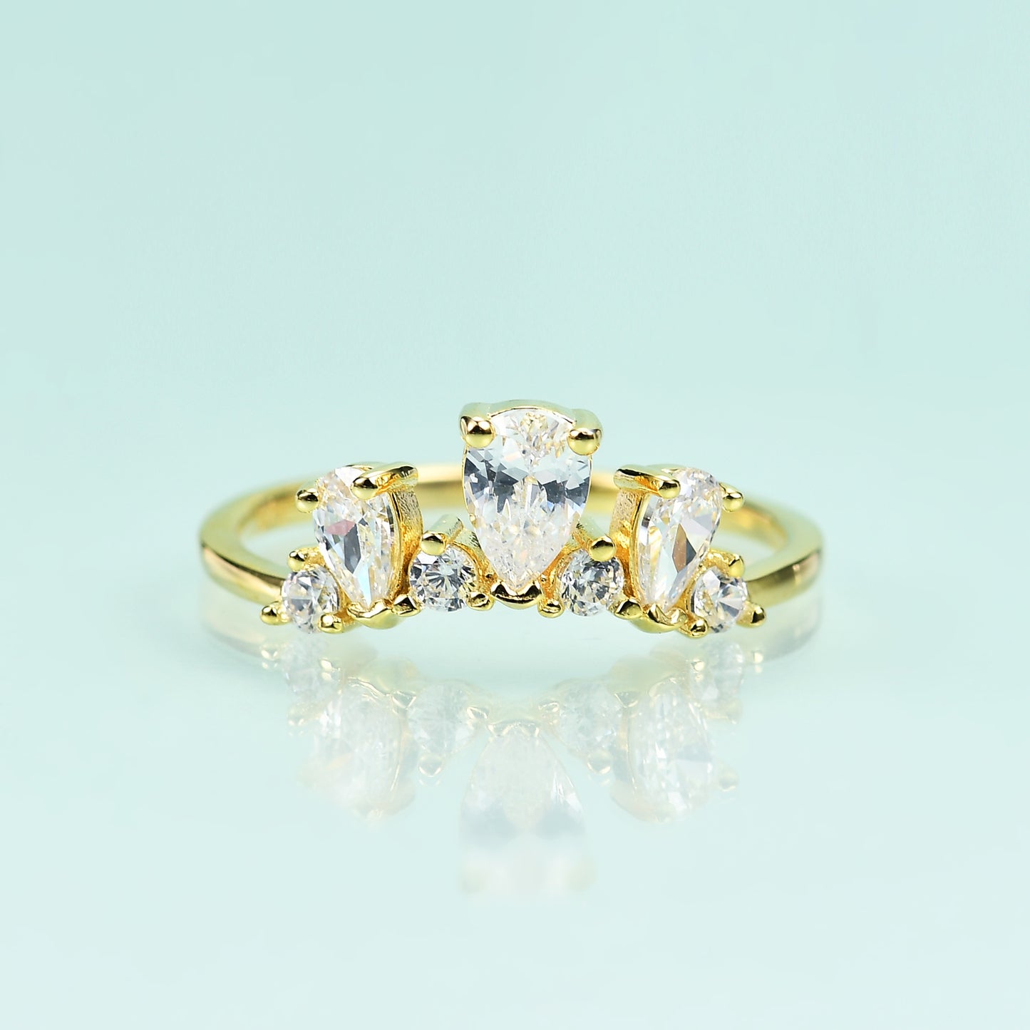 Stacking Tiara Crown Gold Ring Band