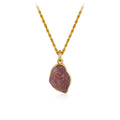 Organic Purple Amethyst Pendant Necklace with Delicate Gold Chain
