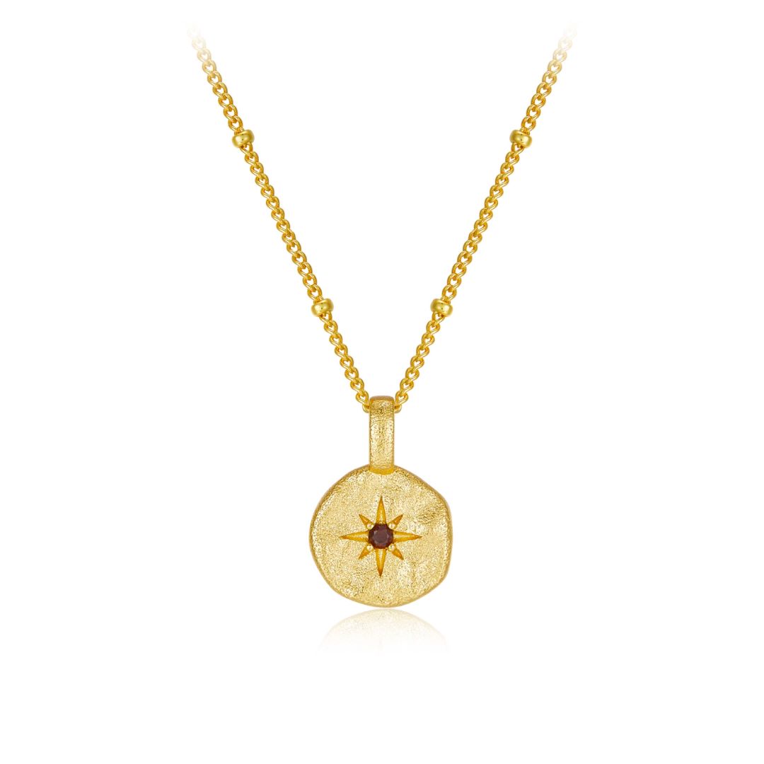 Garnet Star Pendant Necklace – 18k Gold Plated