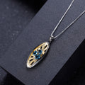 London Blue Topaz Sea Flower Pendant Necklace