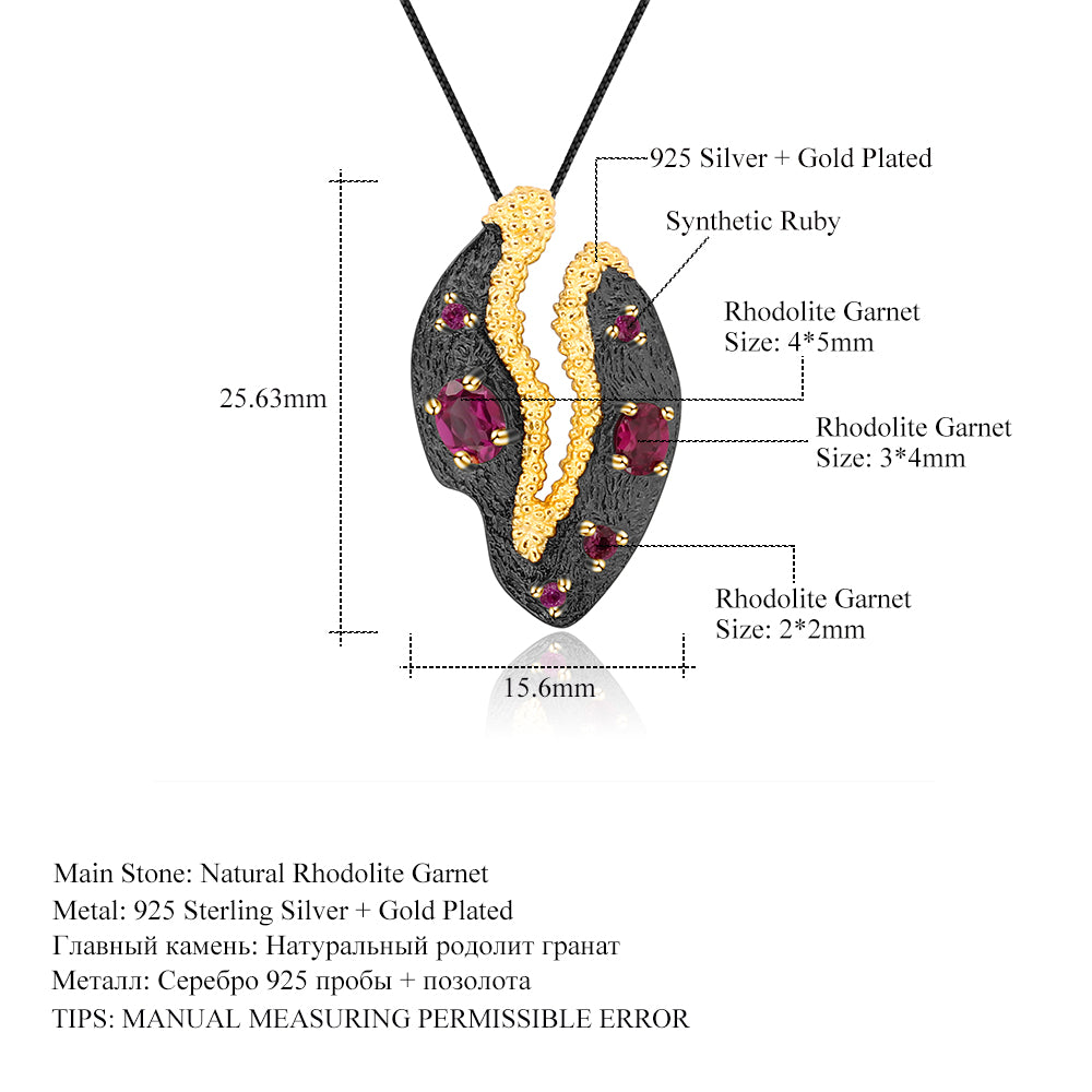 Rose Garnet Autumn Path Silver Necklace