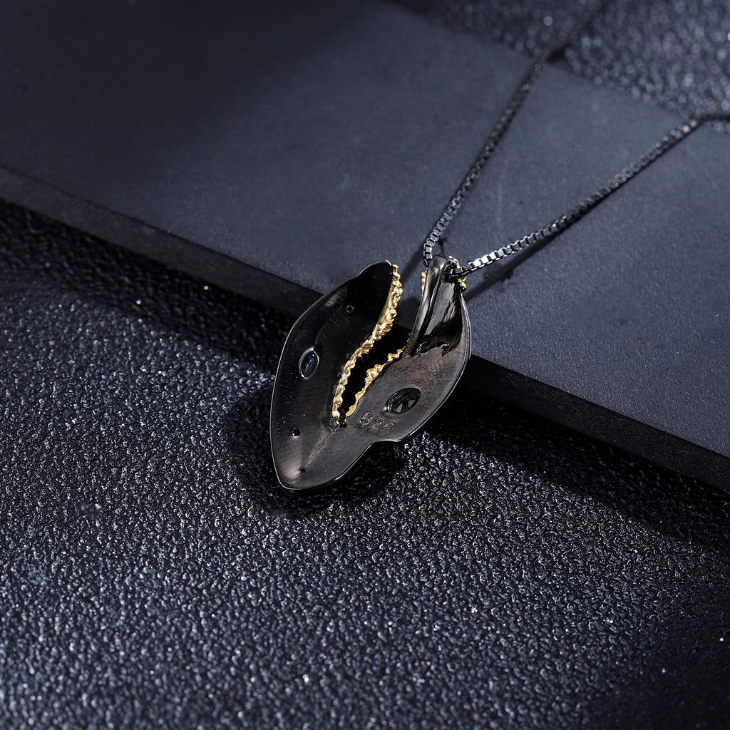 Rose Garnet Autumn Path Silver Necklace