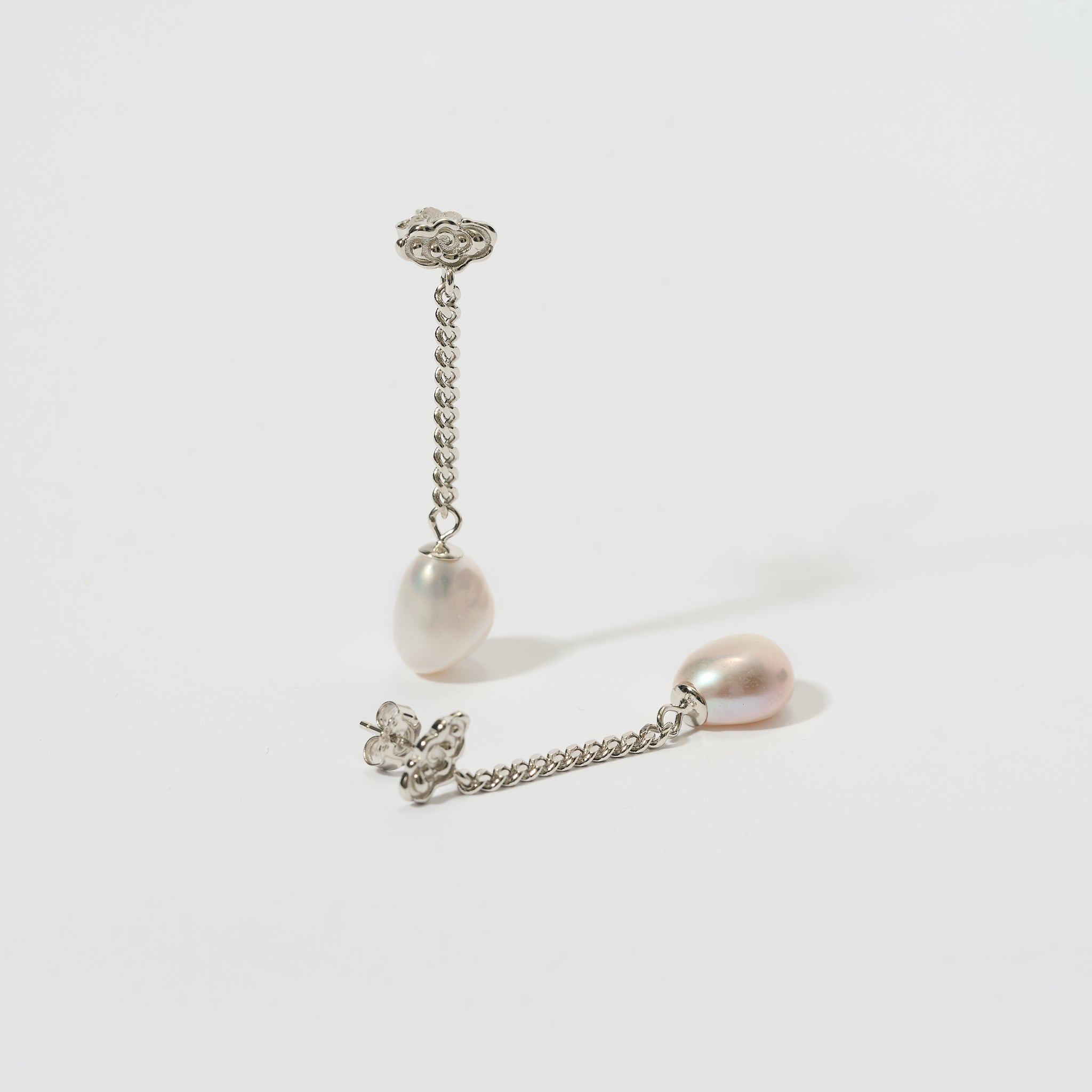 Pearl Drop Earrings with Star or Lucky Cloud Silver Stud