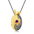 Natural Amethyst Sunflower Sterling Silver Necklace