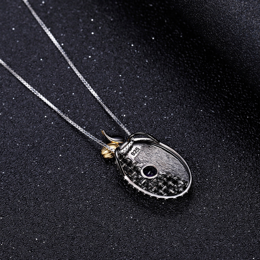 Natural Amethyst Sunflower Sterling Silver Necklace