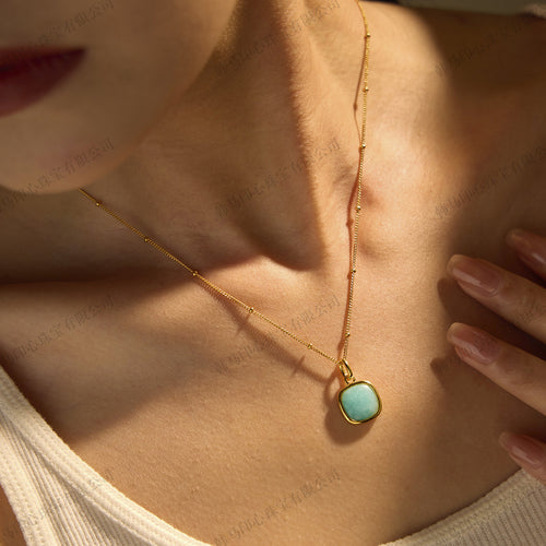 gold chain amazonite pendant necklace