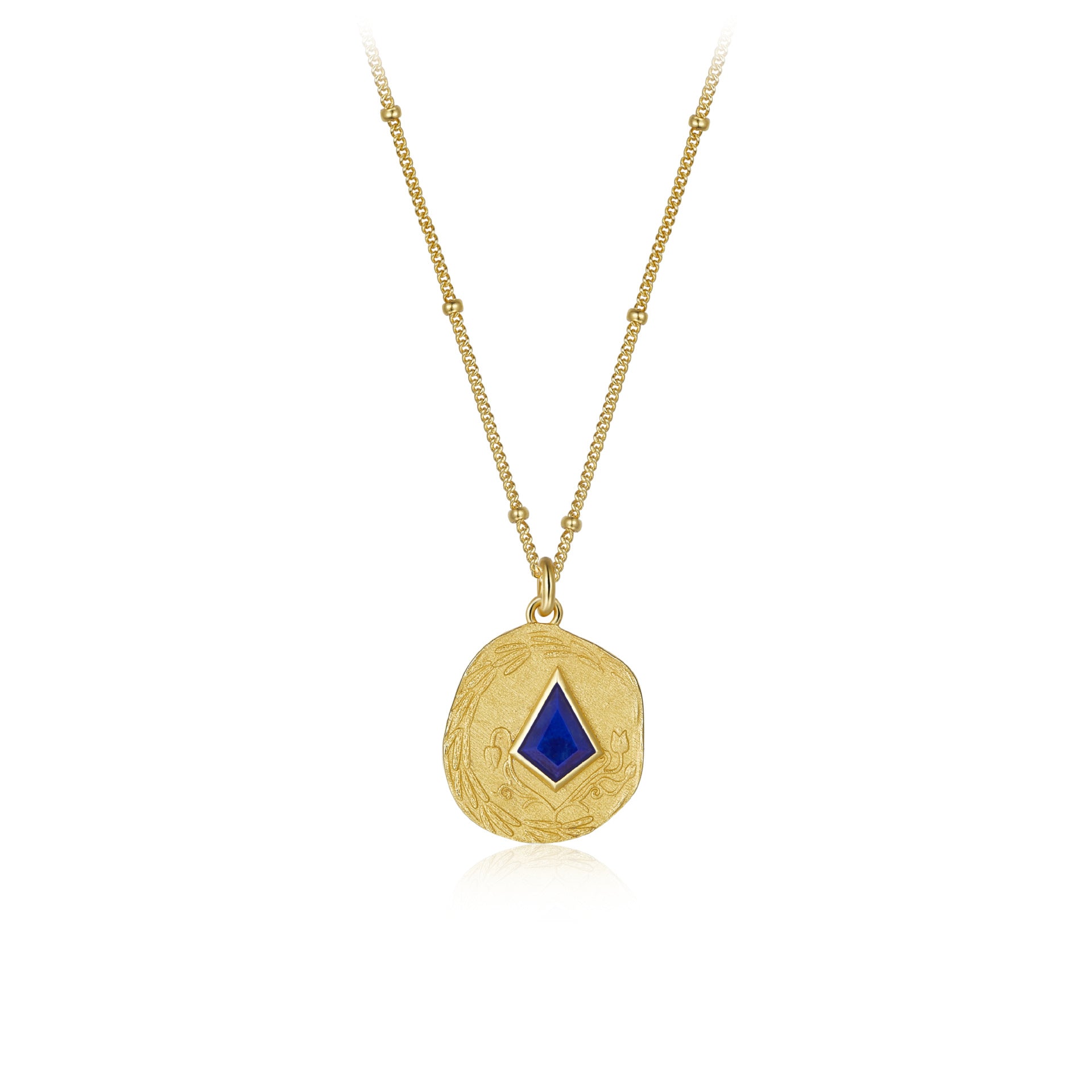 Gold Pendant Necklace with Lapis Lazuli