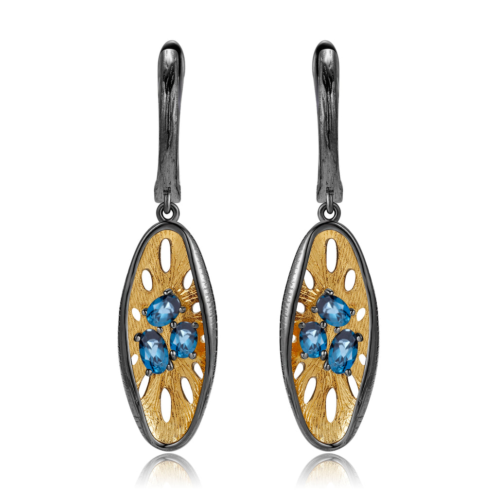 London Blue Topaz Sea Flower Drop Earrings