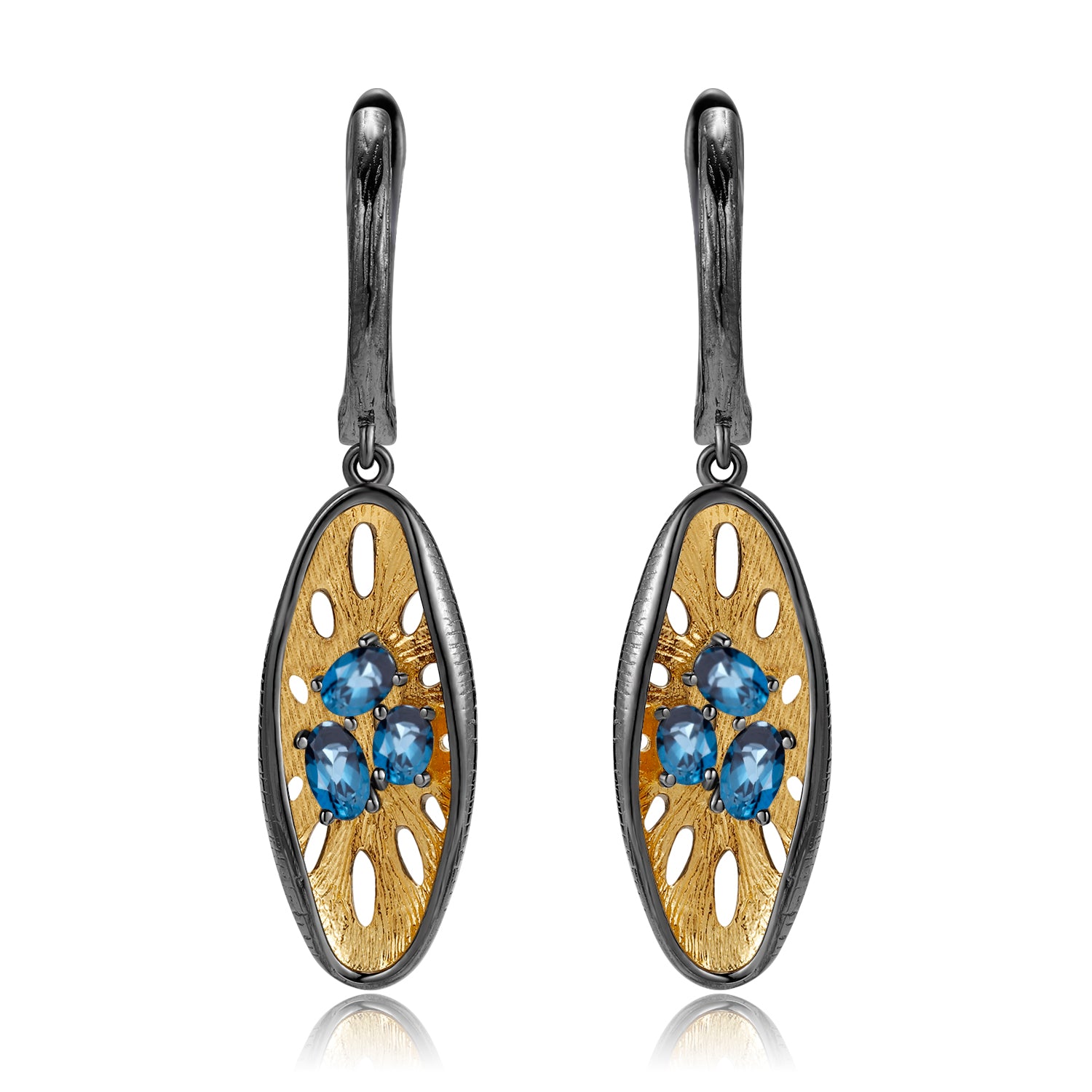 London Blue Topaz Sea Flower Drop Earrings