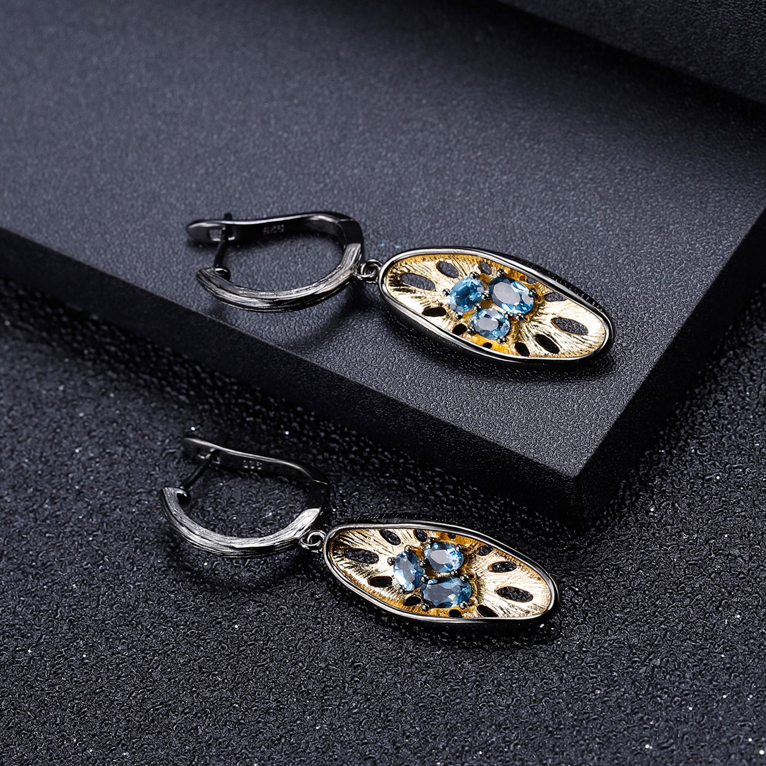 London Blue Topaz Sea Flower Drop Earrings