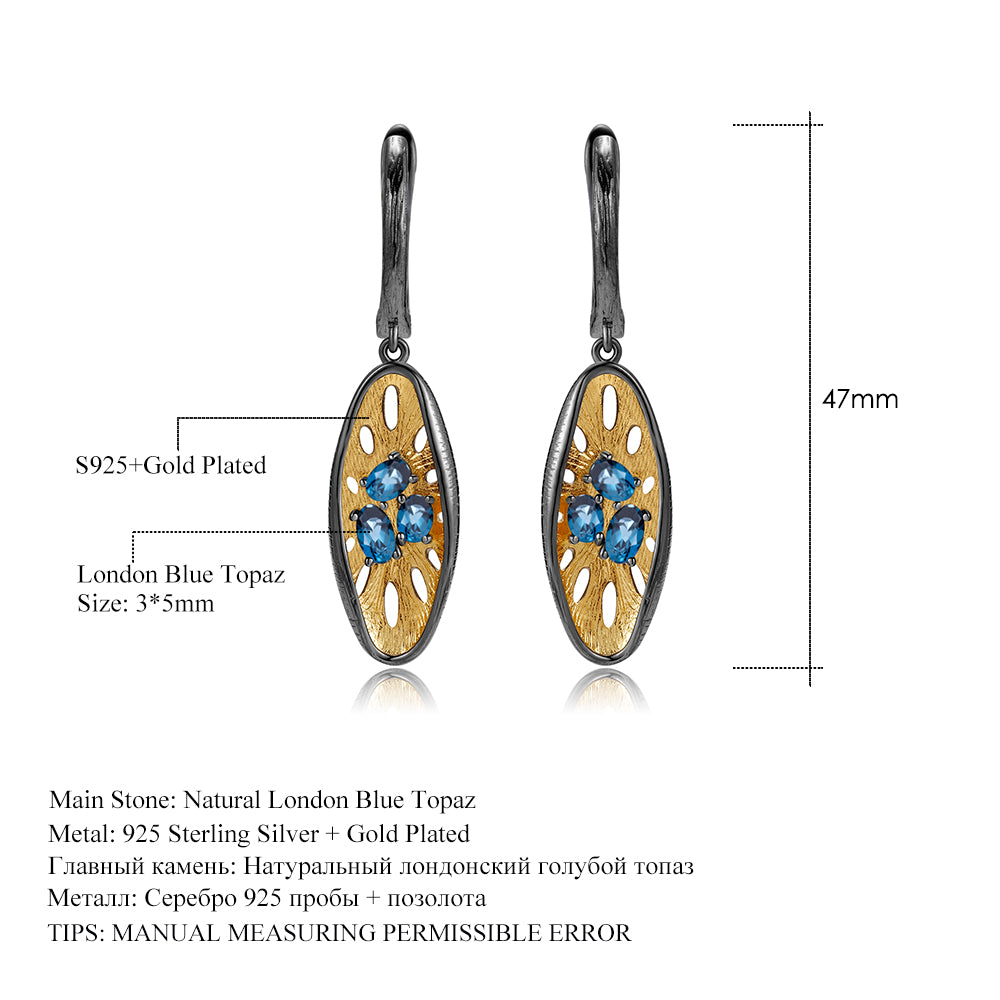 London Blue Topaz Sea Flower Drop Earrings