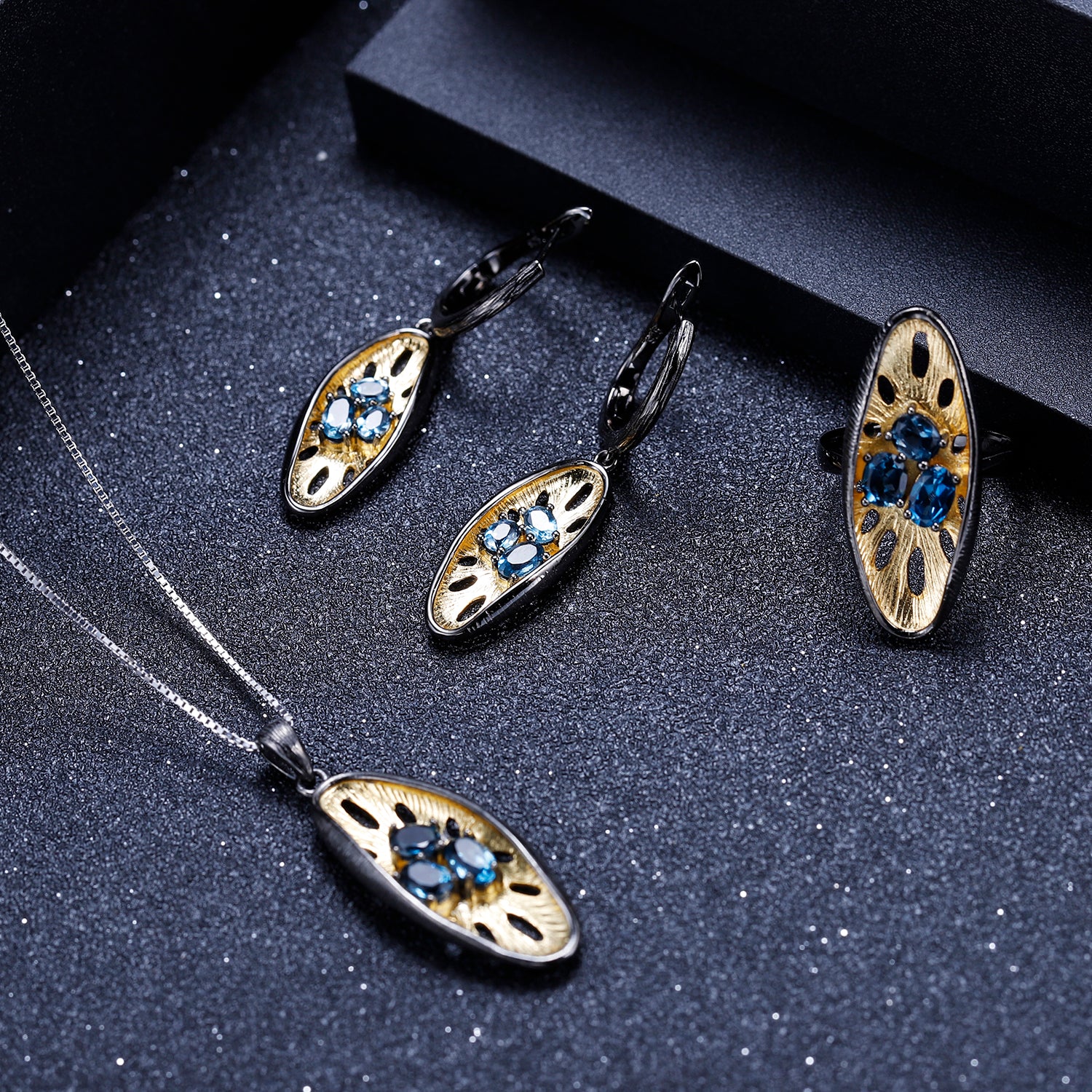 London Blue Topaz Sea Flower Drop Earrings