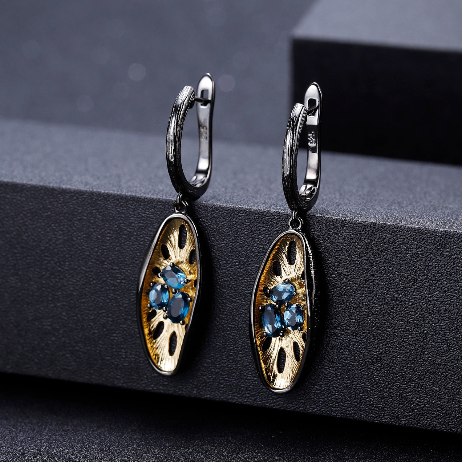 London Blue Topaz Sea Flower Drop Earrings