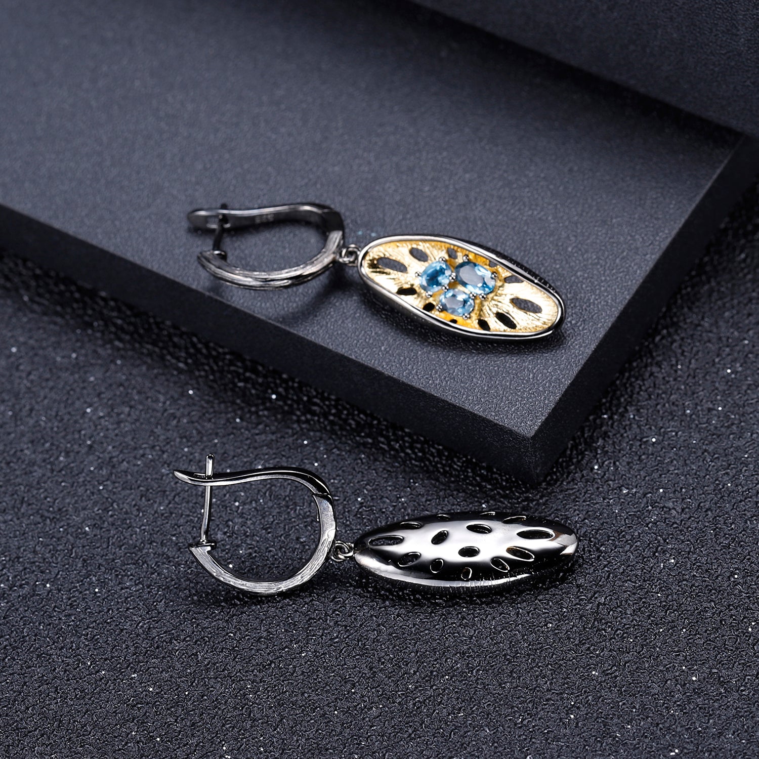 London Blue Topaz Sea Flower Drop Earrings