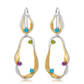 Multi-Coloured Gemstones Ribbon Drop Earrings