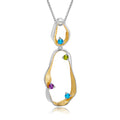 Multi-Coloured Gemstones Ribbon Pendant Necklace