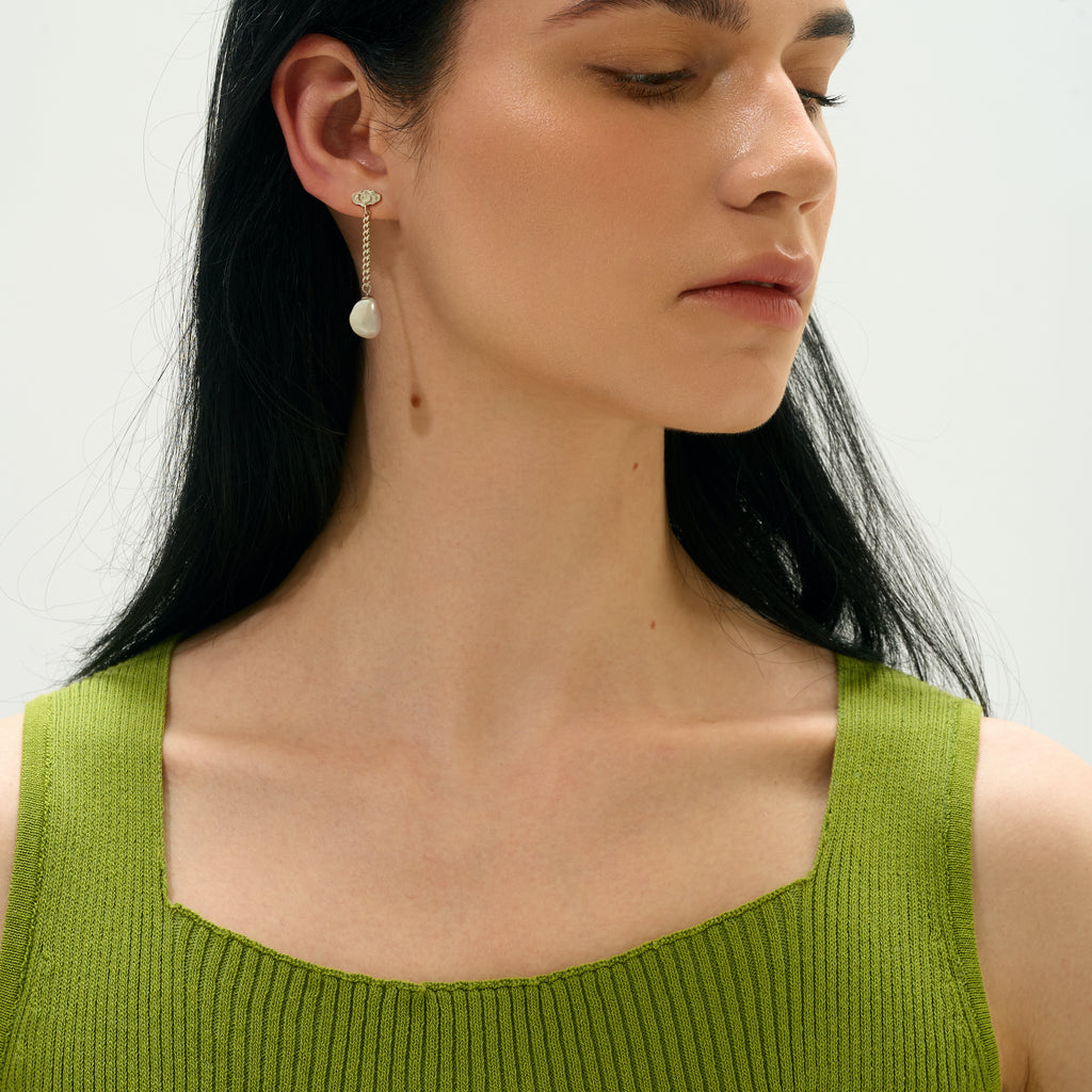 Pearl Drop Earrings with Star or Lucky Cloud Silver Stud