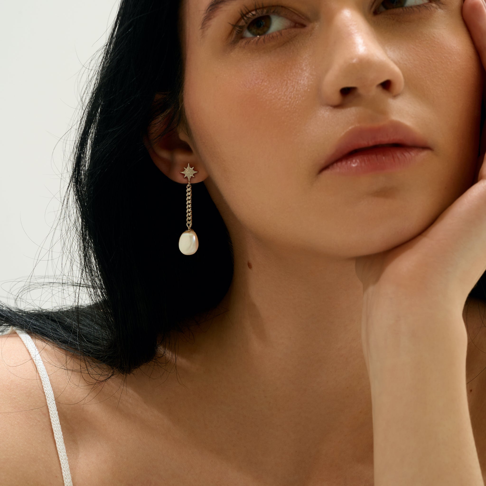 Pearl Drop Earrings with Star or Lucky Cloud Silver Stud